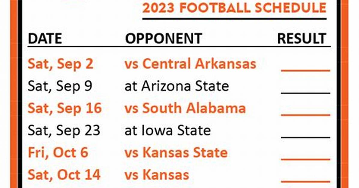 2023 Oklahoma State Football Schedule