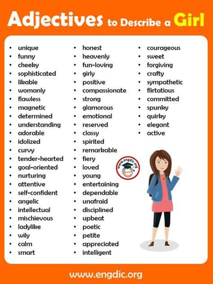 Adjectives to Describe a Girl (PDF & Infographics) EngDic