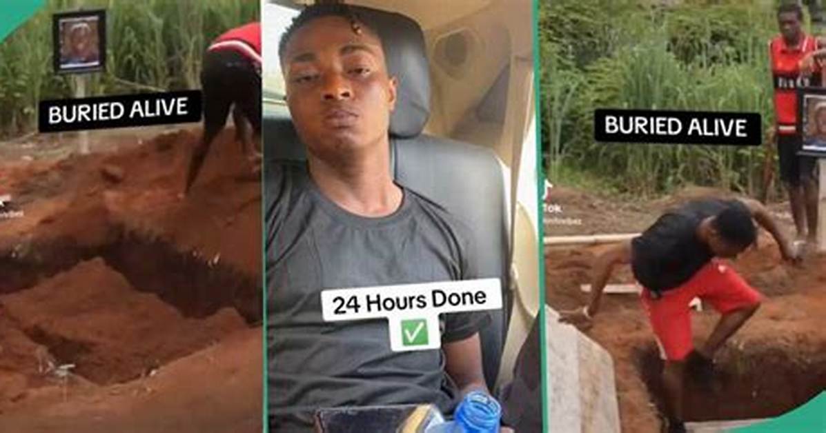 After Burying Himself for 24 Hours, Nigerian Man, Young C, Breaks Silence in New Video