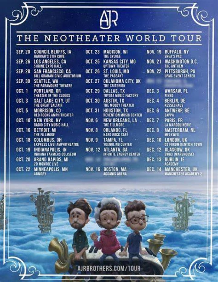 AJR Announce &lsquo;Neotheater&rsquo; World Tour 2019 Dates Tickets at TicketHub