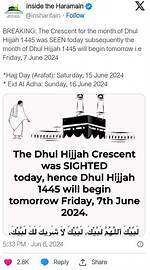 Breaking: Eid-El-Kabir 2024 Date Confirmed as Saudi Arabia Sights Dhul Hijjah Crescent