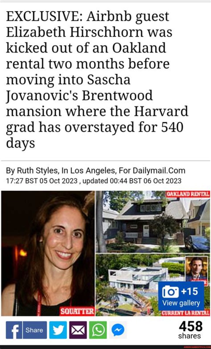 Brentwood Airbnb Tenant Elizabeth Hirschhorn