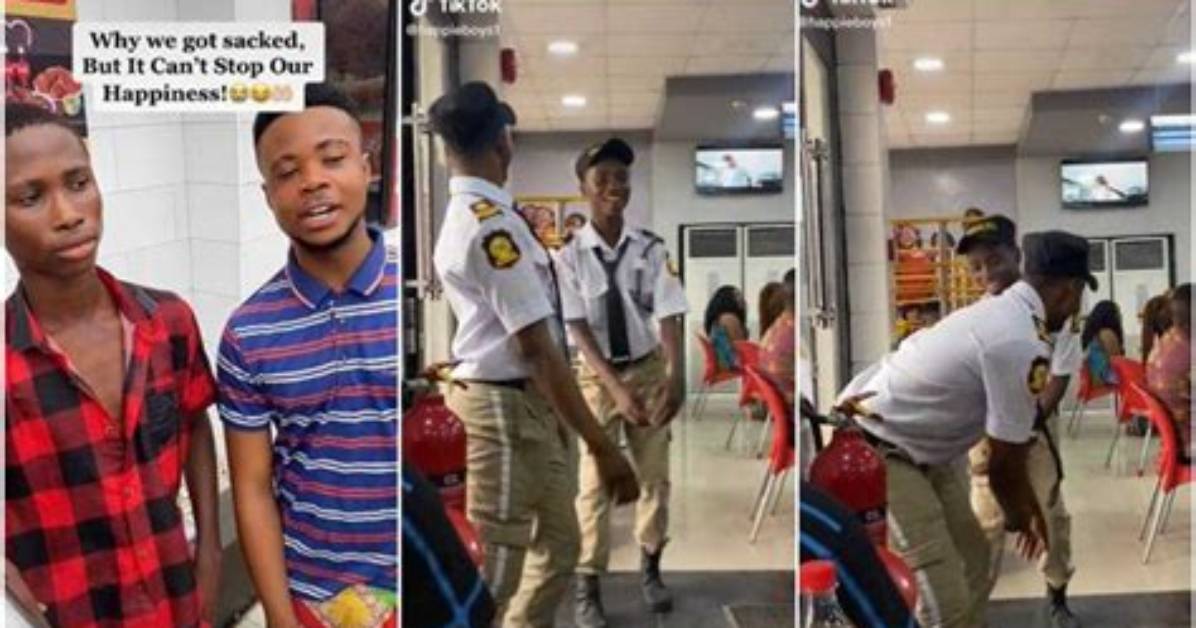 Company Sacks 2 Security Men for Dancing During Workhours, Refuses to Pay Salaries, People React to Video