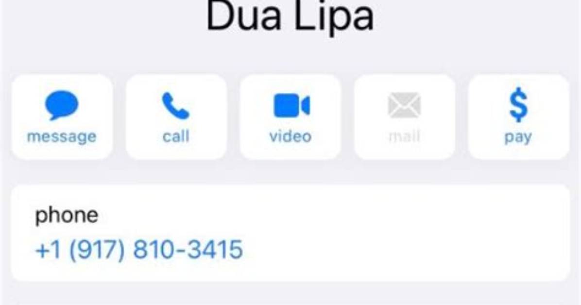 Dua Lipa Phone Number Texting Number Contact Number Mobile Number