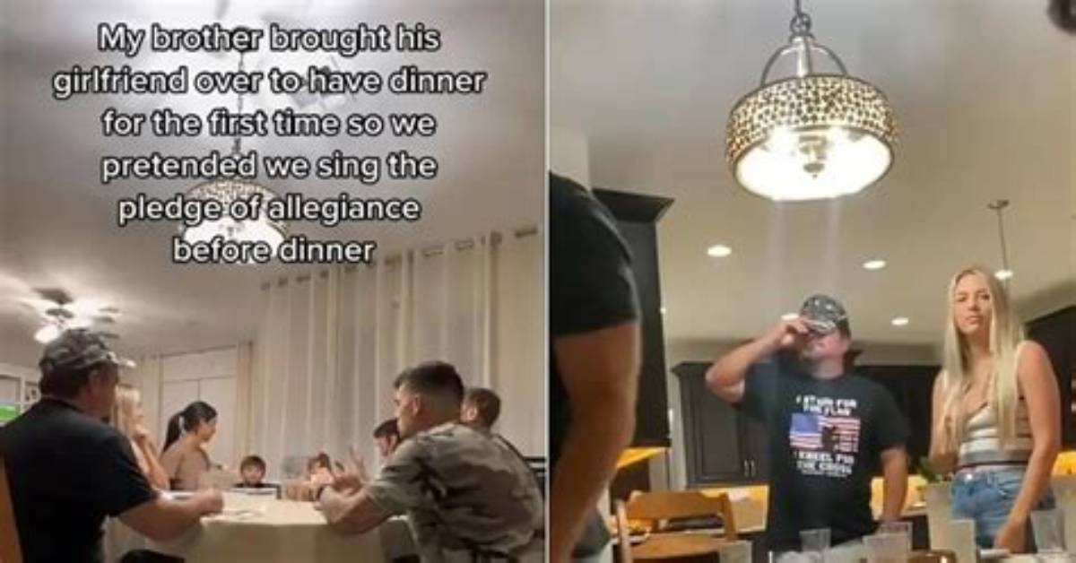 Family Pranks New Gf with Pledge of Allegiance at Dinner