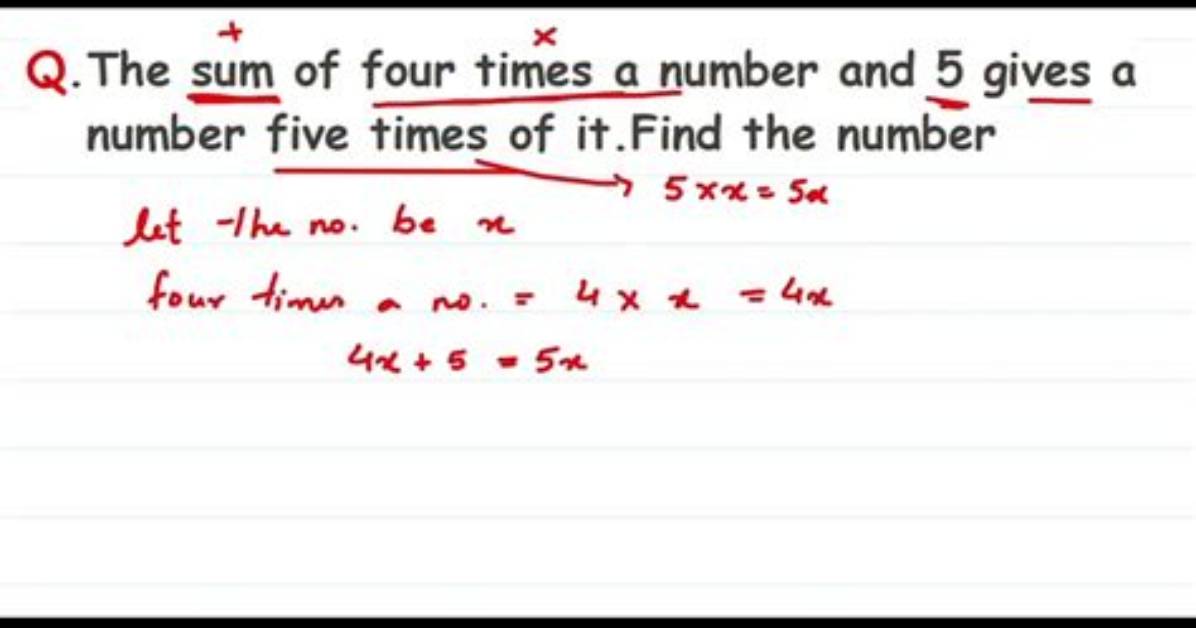 Five Times the Sum of the Number and 2