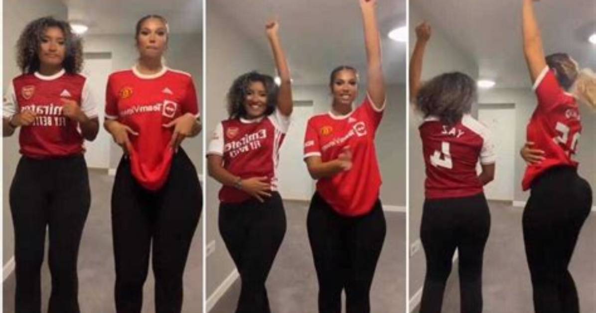 "Gunners for Life": 2 Curvy Ladies in Arsenal and Man United Jerseys Engage in Waist Dance, Video Goes Viral