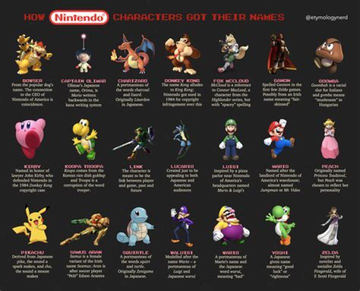 How Nintendo characters got their names r/coolguides