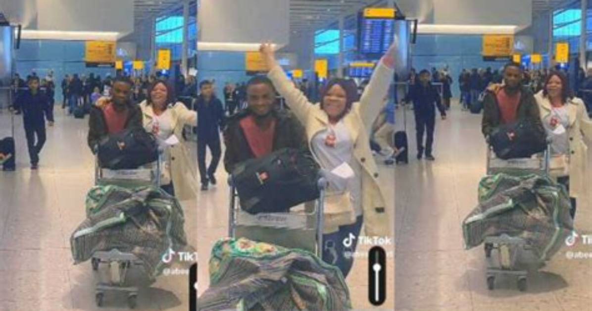 "I Tap into This": Wife Excitedly Hugs Husband Who Joins Her in Uk, Video Goes Viral on Tiktok