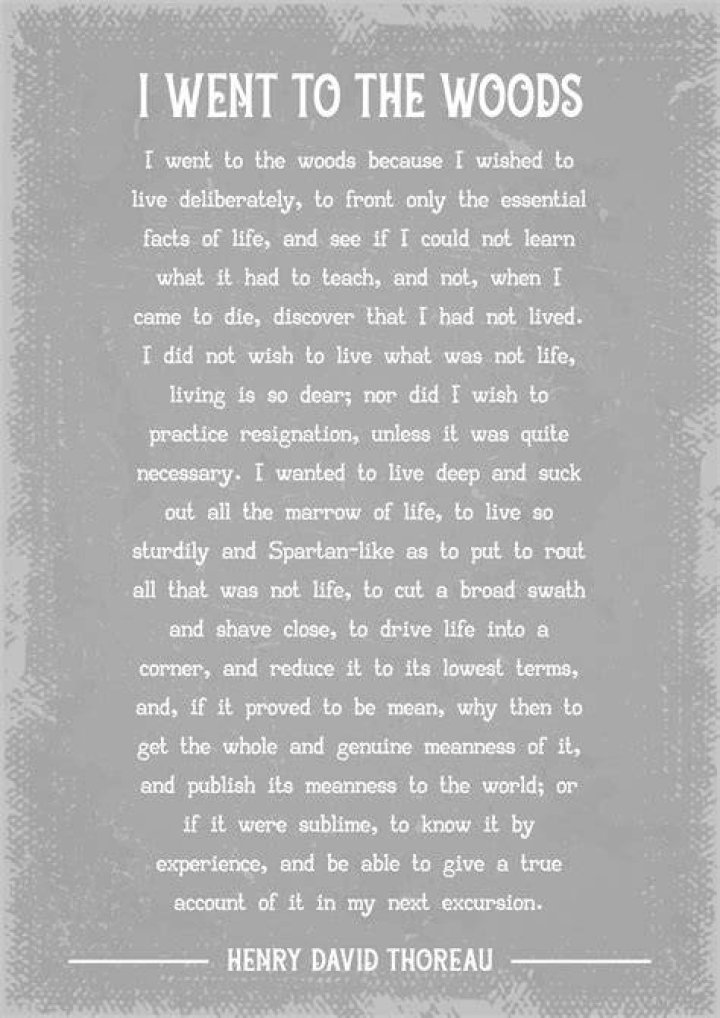 I went to the woods because I wished to live deliberately, to front