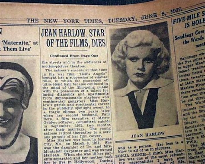 Jean Harlow Death How Did Jean Harlow Die