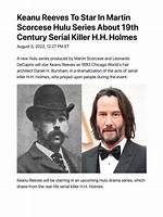 Keanu Reeves to Star in Hulu’s True-Crime Series ‘Devil in the White City’