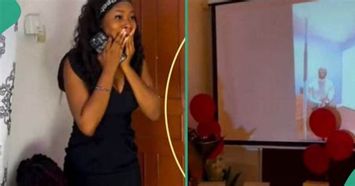 “Long Distance Not a Barrier”: Nigerian Lady’s Overseas Lover Proposes to Her on Video Call