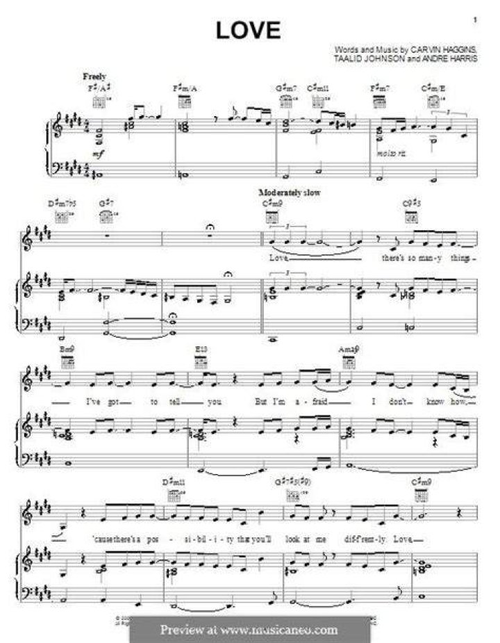 Love sheet music by Musiq Soulchild (Piano, Vocal & Guitar (RightHand
