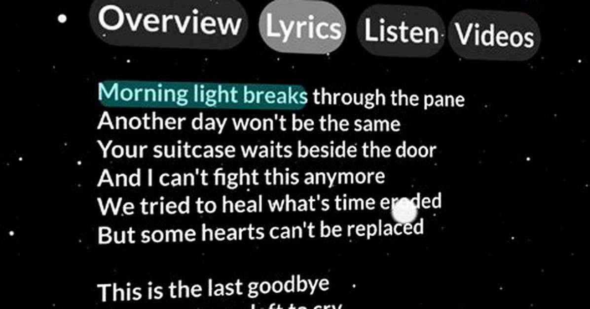 Lyrics & Translations of Last Goodbye by David Morris