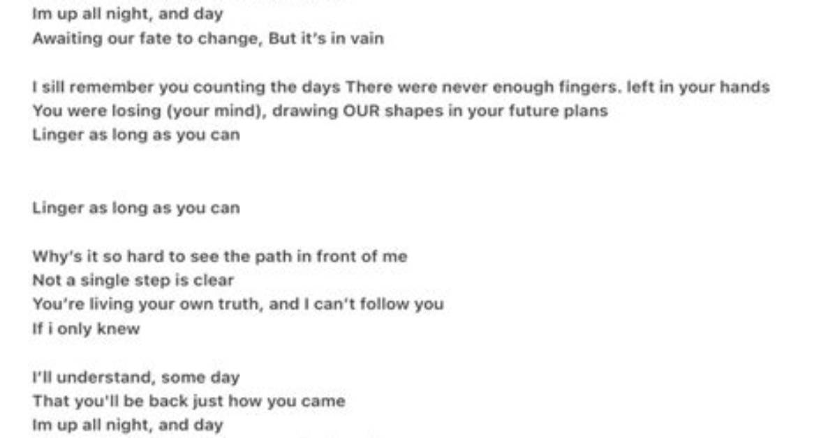 Lyrics & Translations of Linger by Sami Thompson