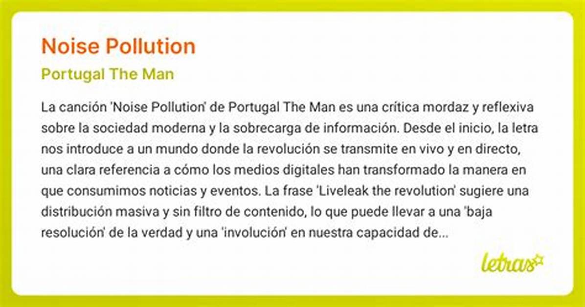 Lyrics & Translations of Noise Pollution by Portugal. the Man