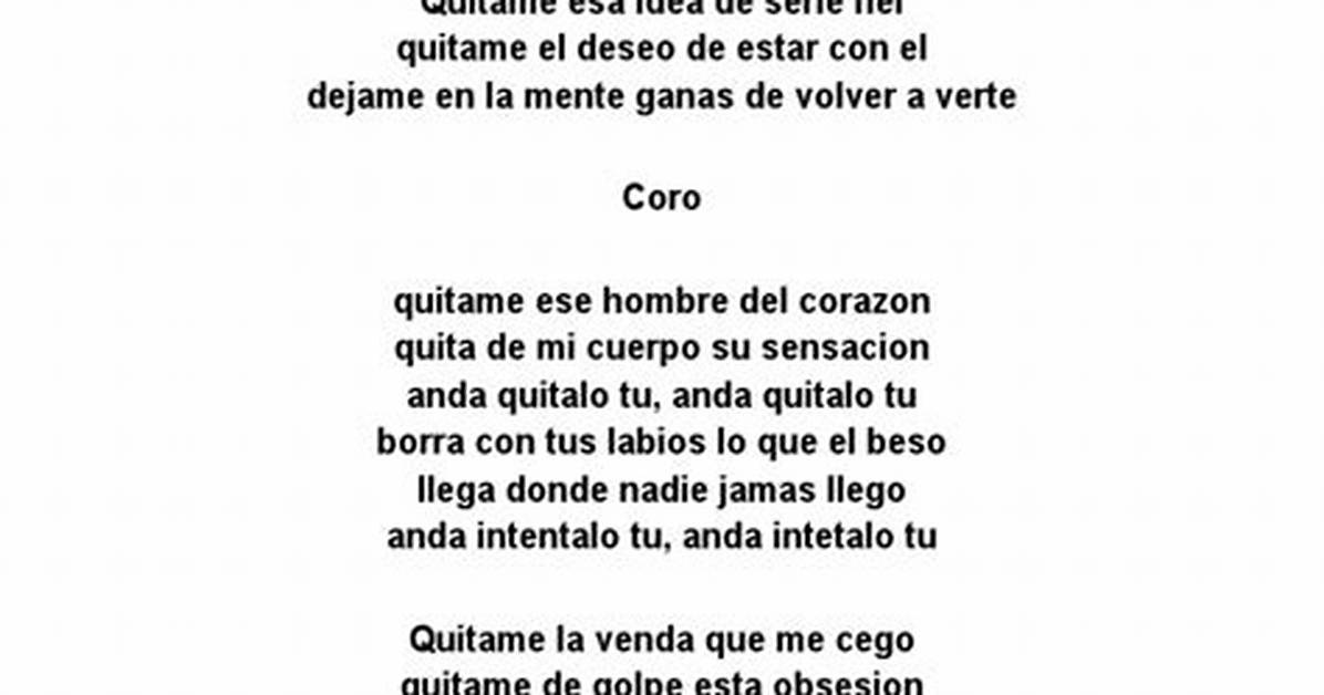 Lyrics & Translations of Quitame Ese Hombre Del Corazón by Srta Dayana