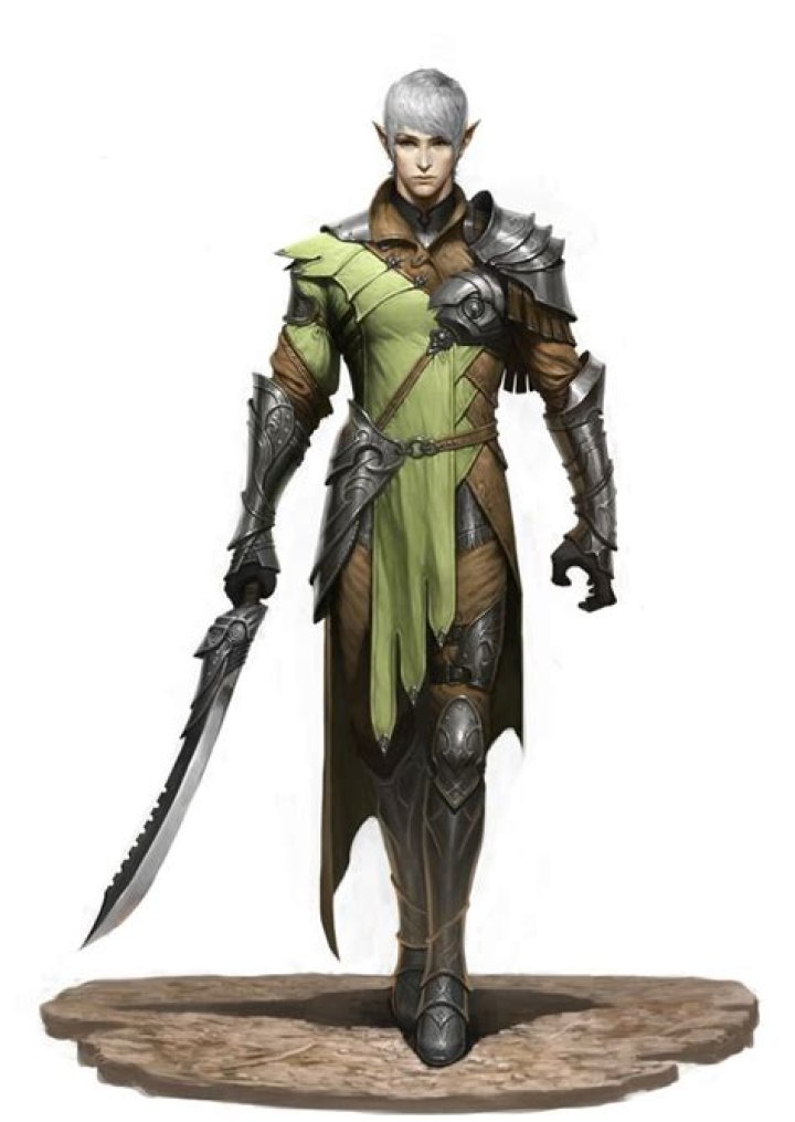 m Half Elf Fighter Plate Armor Greatsword portrait deciduous forest med