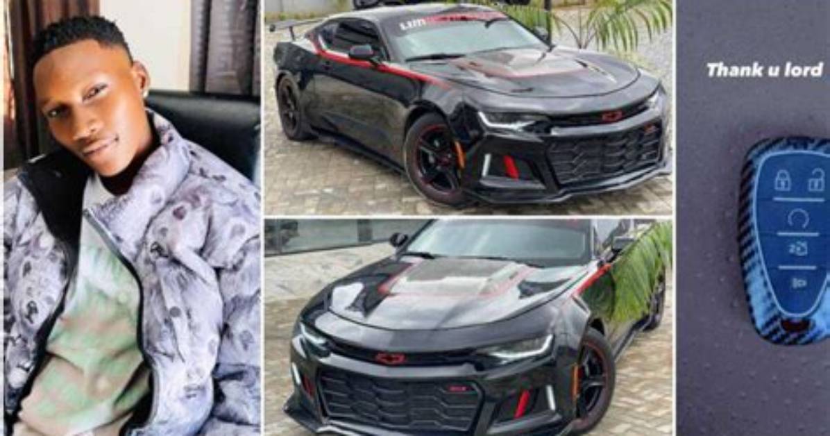 Massive Jubilation as Young Singer Zinoleesky Splashes over N30M on New Chevrolet Camaro Sports Car
