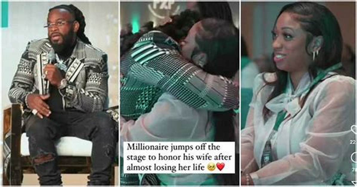 Millionaire Husband Jumps off Stage Mid Interview to Honour Wife Who Nearly Died During Childbirth