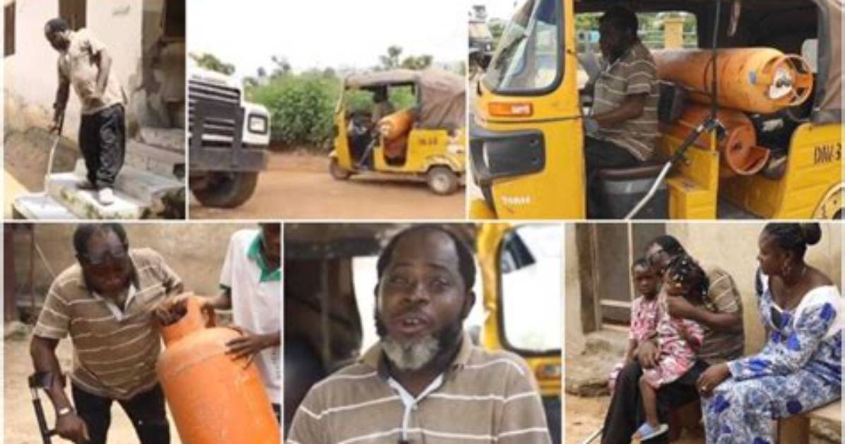 My Mama Abandon My Papa: Man Who Rides Keke to Deliver Gas Despite His Leg Condition Tells His Story