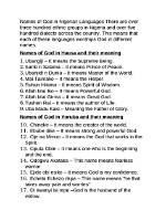 Names of God in Nigerian Languages and Meanings Explained