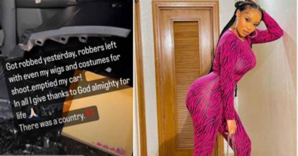 Nollywood Actress Onyi Alex Robbed, Car Smashed to Pieces, Thieves Leave with Her Wig