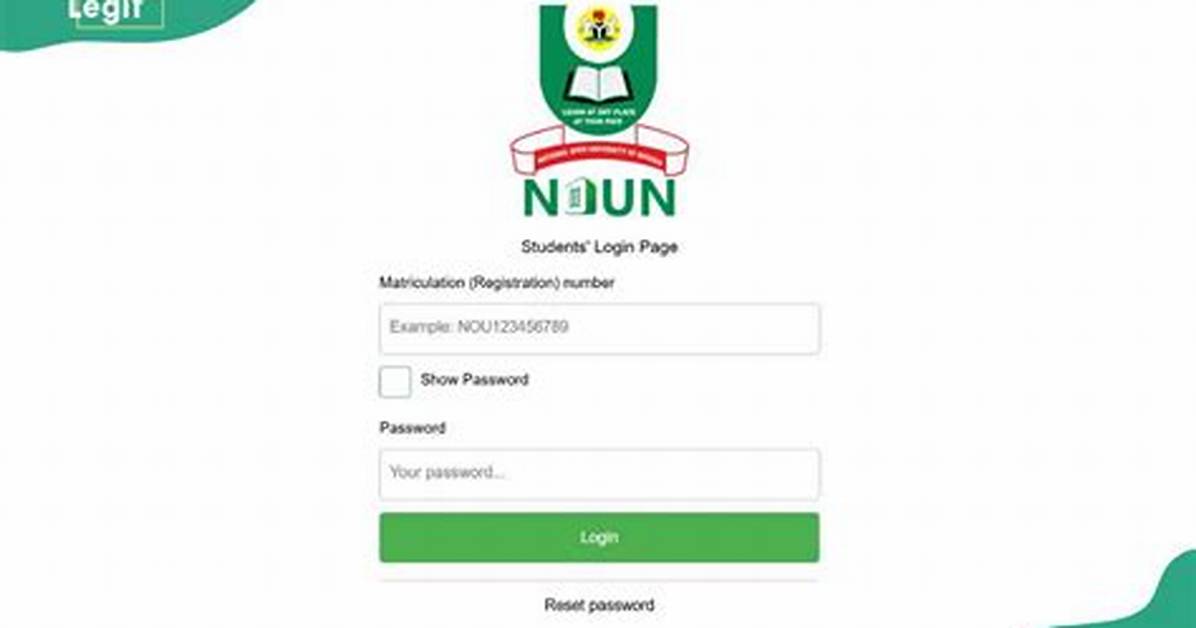 Noun E-Learning Portal: Login, Registration, Admission Details (2024/2025)