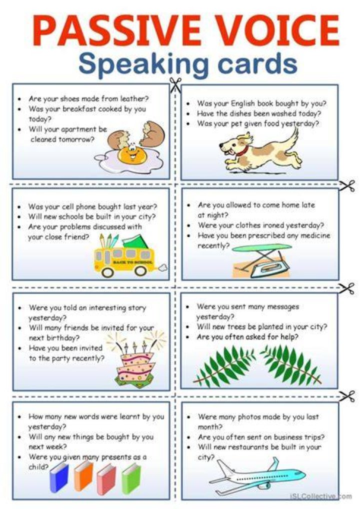 Passive Voice Speaking Task TEFL Lessons ESL