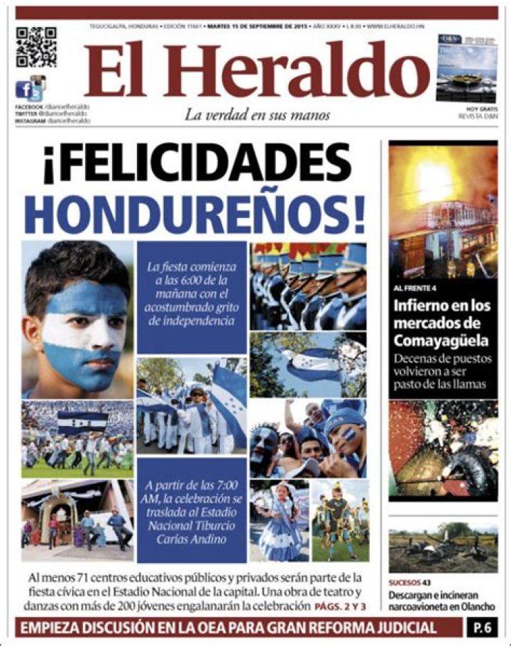 Peri&oacute;dico El Heraldo (Honduras). Peri&oacute;dicos de Honduras. Edici&oacute;n de