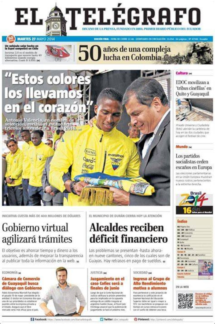 Periódico El Telégrafo (Ecuador). Periódicos de Ecuador. Edición de