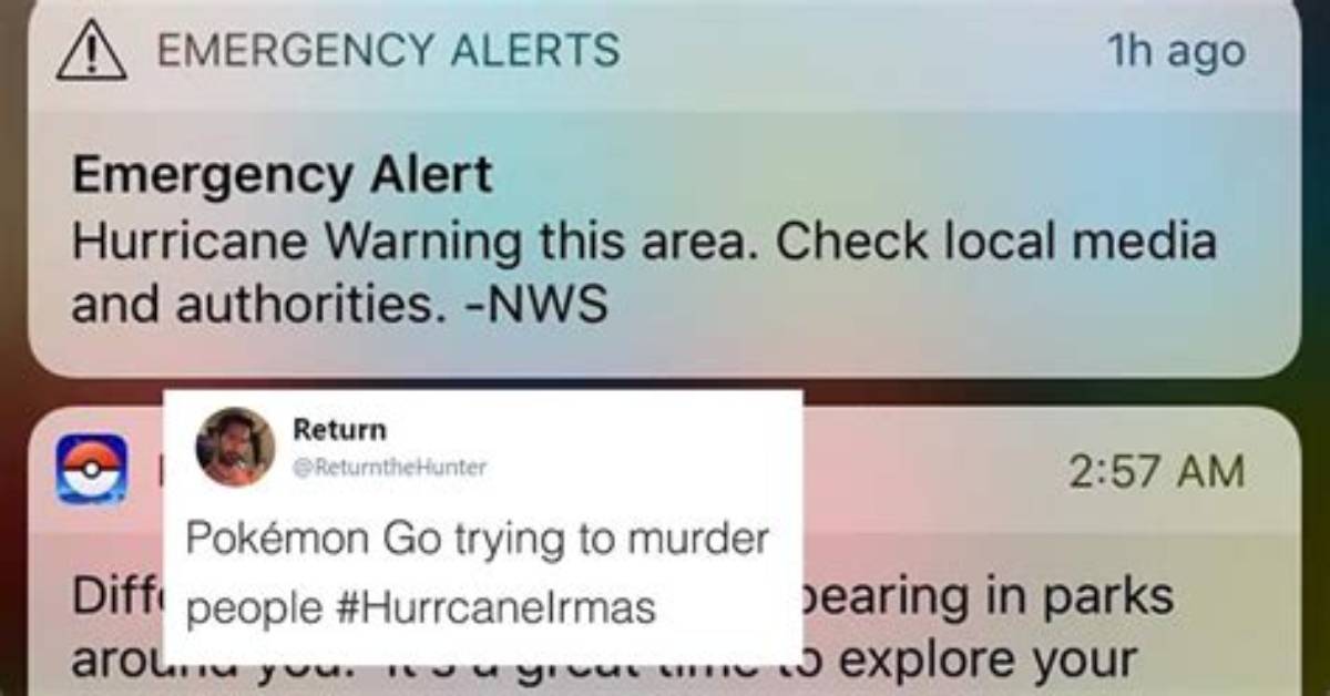 Poorly Timed Pokemon Go Alert During Hurricane Irma Has People Concerned