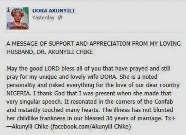 Posthumours Birthday Message from Dora Akunyili's Husband to Her
