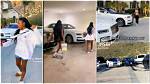 Pretty Lady Shows off Parents’ White Rolls Royce Cars, Uses Them to Make Trending Tiktok Video
