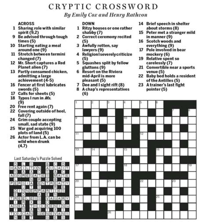 printable cryptic crossword puzzles free printable crossword puzzles