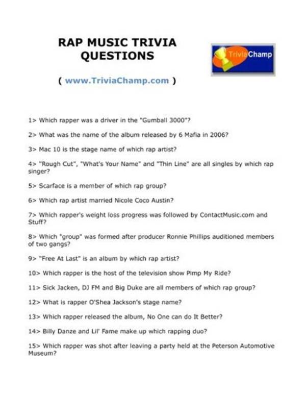 Rap Music Questions | Popnable