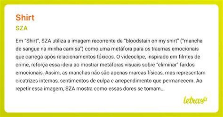 Shirt SZA LETRAS.MUS.BR