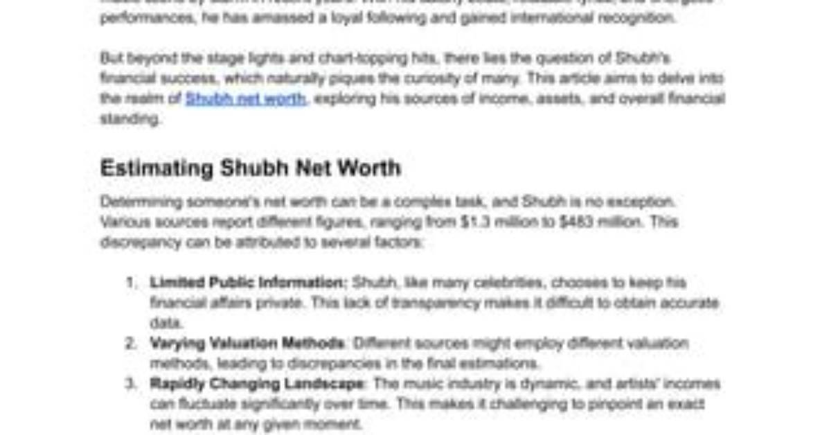 Shubh Agrawal Net Worth