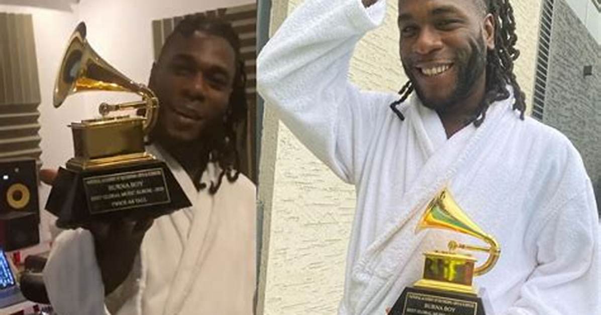 Singer Burna Boy Receives His Grammy Award Nominee Medallion, Certificate from Recording Academy