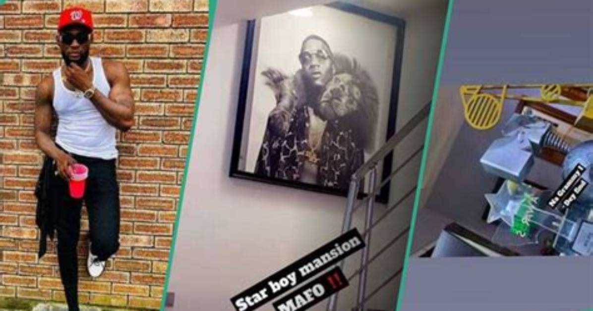 “Starboy Mansion”: Wizkid’s Friend Takes Video Tour of Singer’s House, Flaunts Many Awards in His Library