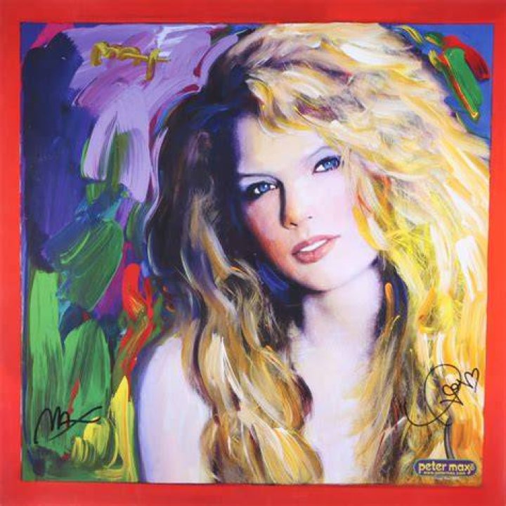 Taylor Swift & Peter Max Signed "Speak Now" 22x22 Painting Print