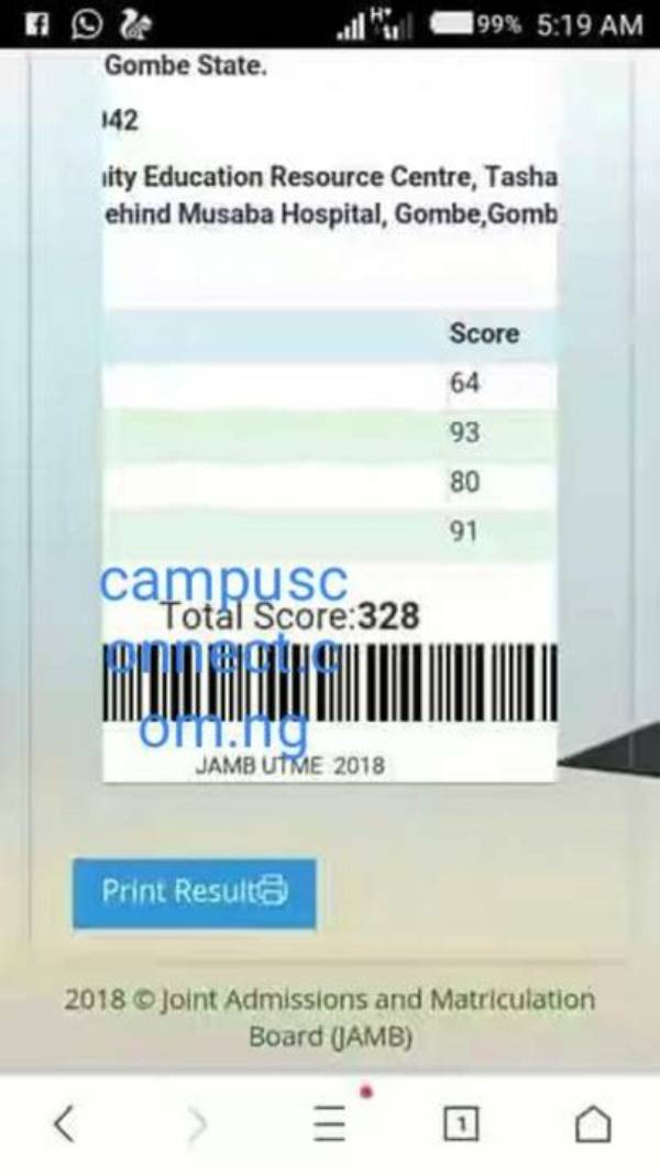 "The Highest Jamb Score So Far": Screenshot Showing Boy's 2024 Utme Result Goes Viral