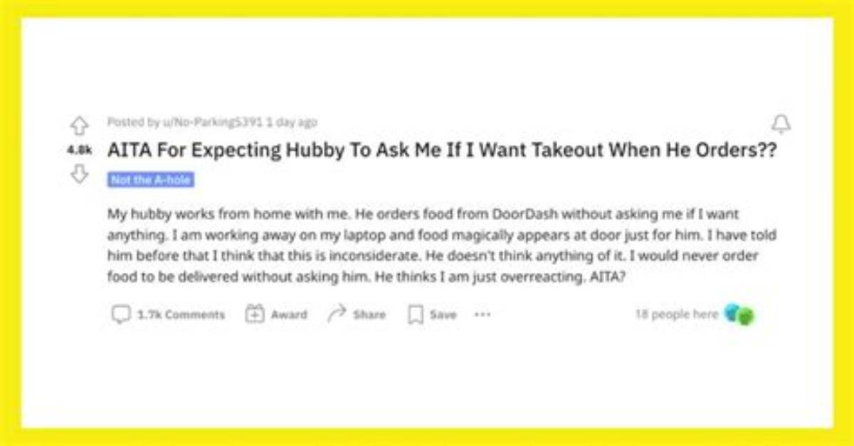"This Is Inconsiderate": Whenever Husband Orders Food, He Never Asks Wife If She Wants Anything