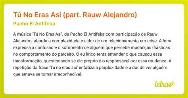 T&Uacute; NO ERAS AS&Iacute; (PART. RAUW ALEJANDRO) Pacho El Antifeka
