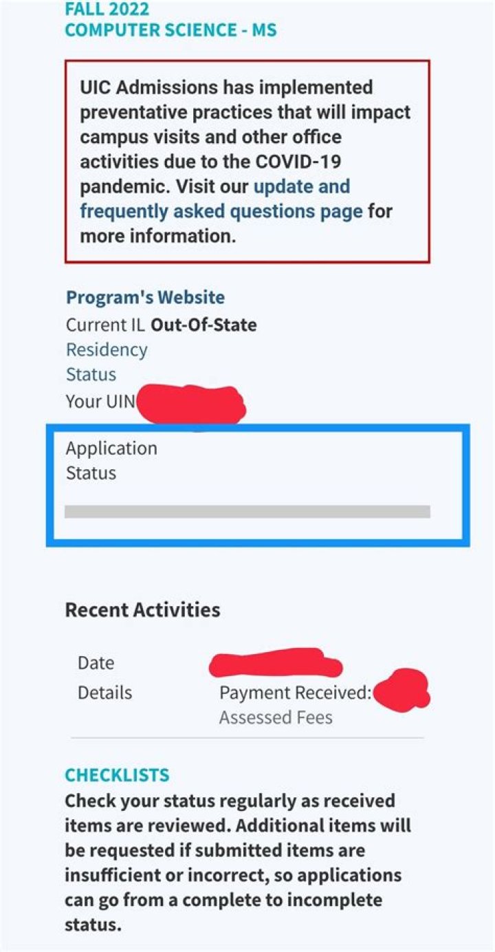 UIC application status shows a weird update. Anyone else facing this