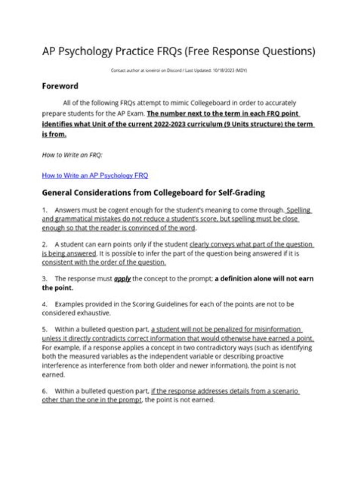 Unlock The Secrets Of AP Psych FRQ 2024 Answers
