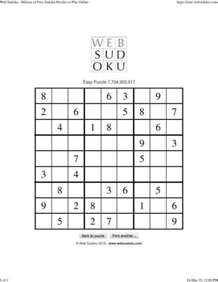 Web Sudoku Printable Web Sudoku Printable Sudoku Free