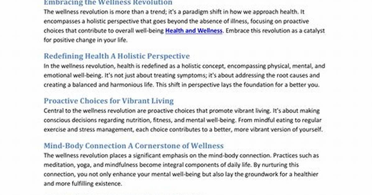 Wellness Revolution: Exploring the Latest Health and Wellness Trends
