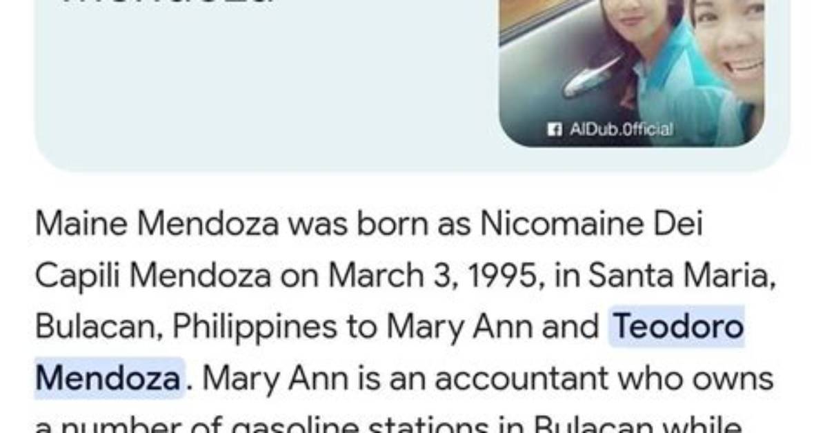 Who Are Mary Ann and Teodoro Mendoza? Maine Mendoza Parents and Family